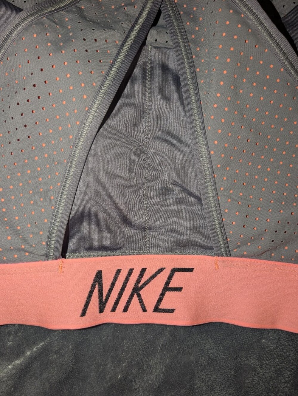 Nike Women's Gray & Coral Perforated Sports Bra